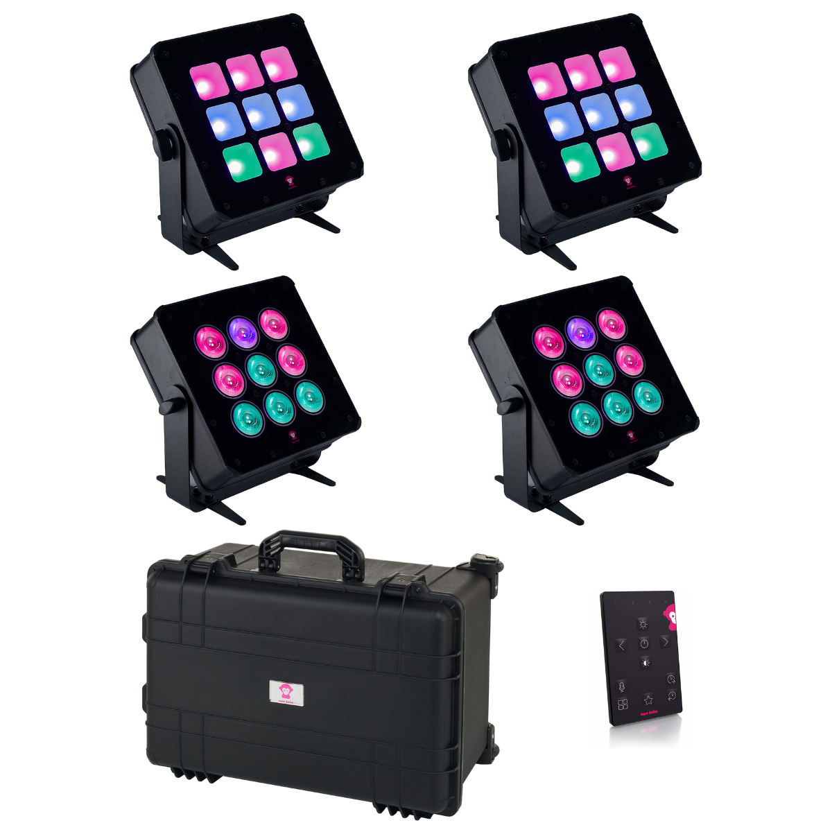 Ape Labs Marvel Pix Spot/Wash TourBox | IP65, 162W RGBLwWcW Battery Pixel Wash w/ 2x 15° and 2x 150° Optics & CRMX