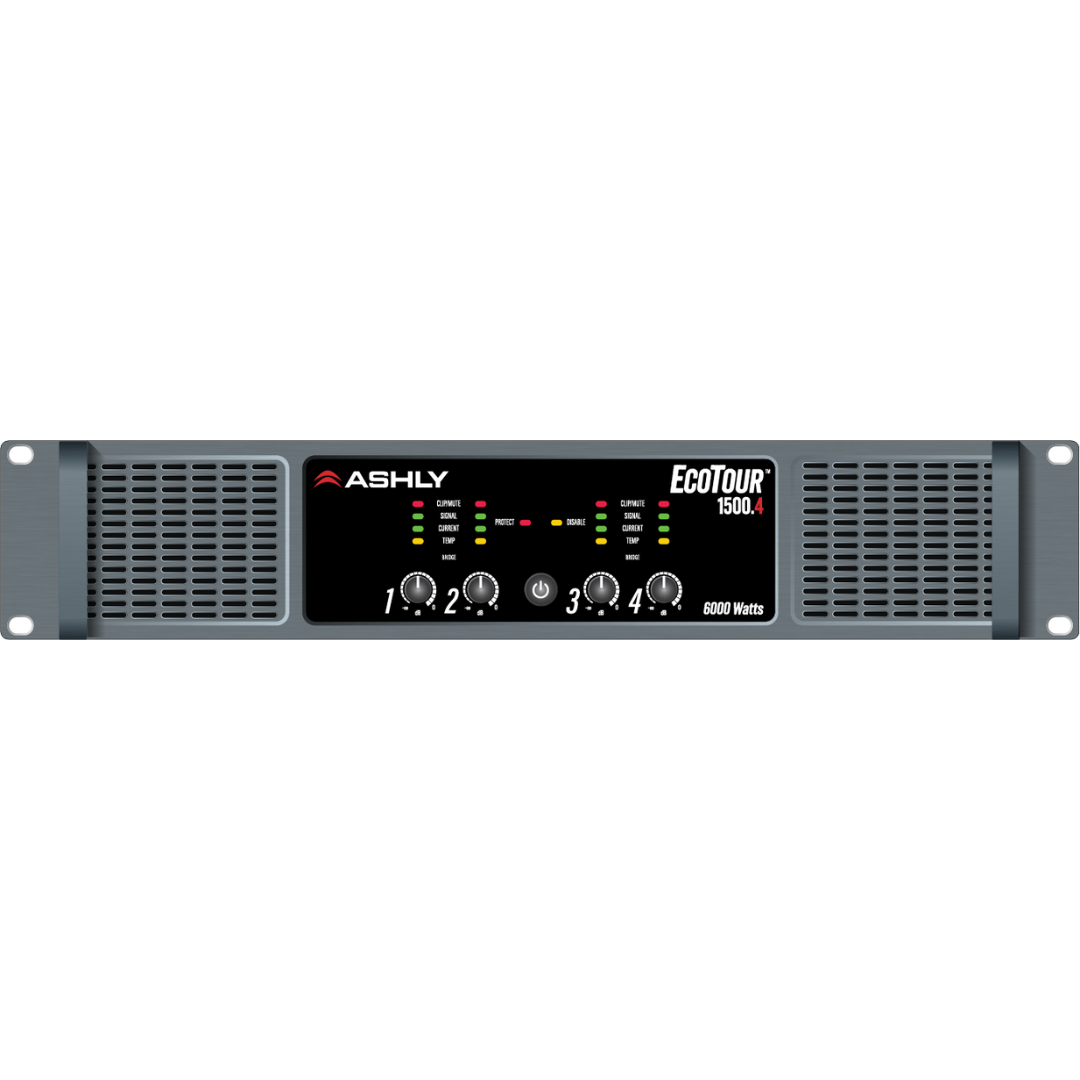 Ashly EcoTour 1500.4 | 4-Channel Power Amplifier (1500W/Ch @ 2/4Ω, 70V/100V Support)