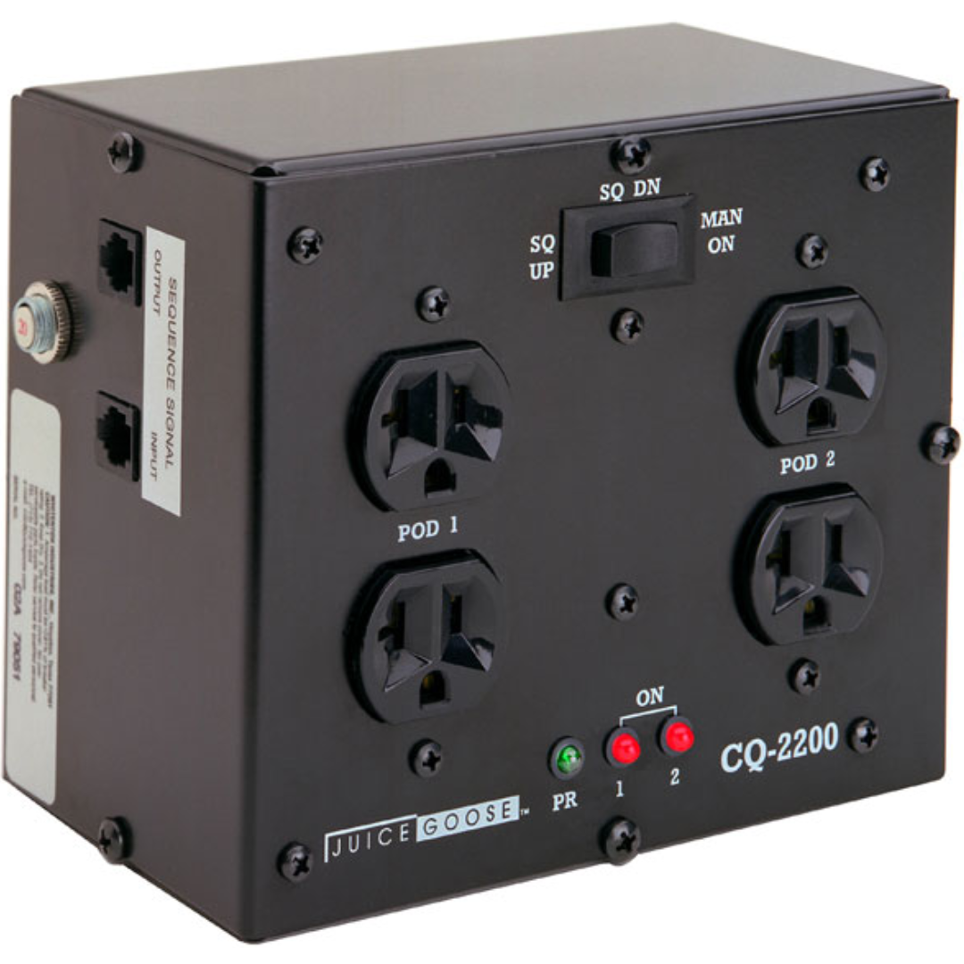 Juice Goose CQ2200 | 2-Stage 20A Power Sequencer | Remote Activation & Surge Load Control