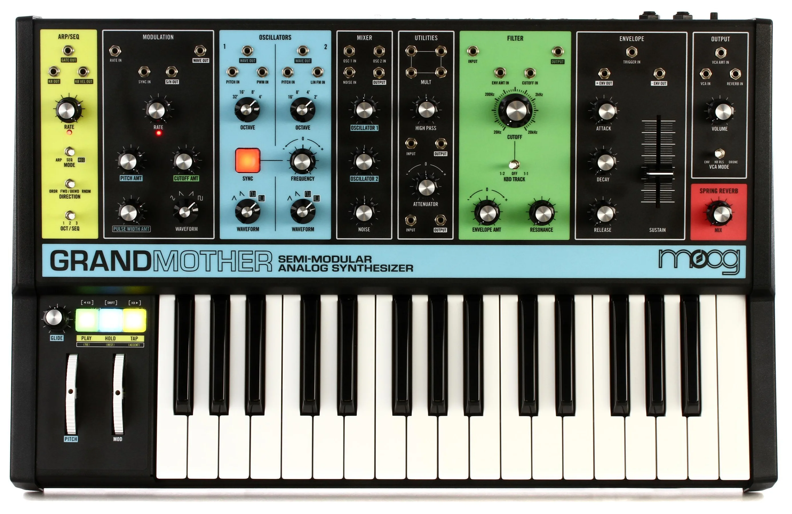 Moog Grandmother | 32-Key Analog Synth | Semi-Modular with Spring Reverb
