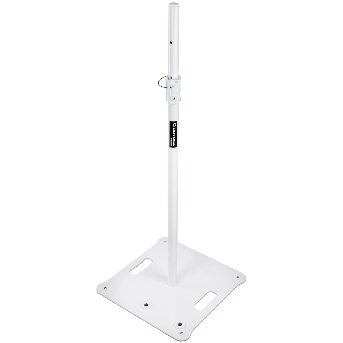 Odyssey LSBP96WHT | Pair of White Speaker Stands | 95in Adjustable Height with Base Plates