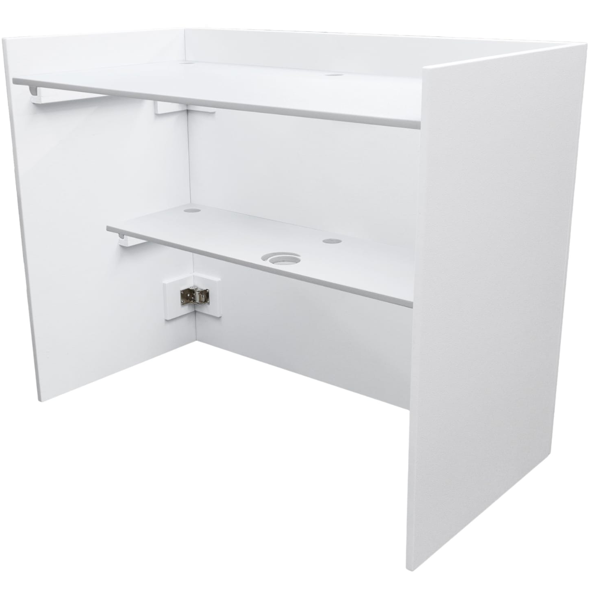 Odyssey PDJBOOTH483824WHITE | Folding DJ Booth Facade | 48in Portable Workstation with Shelves