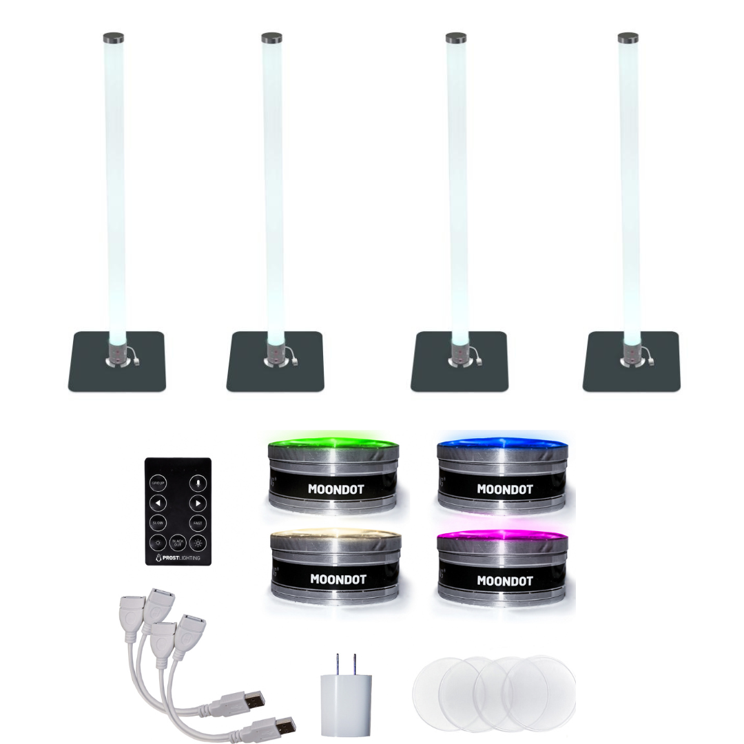 Prost Lighting MoonTube Set of 4 | RGBW Mini Par Lights with Coin Tube 2+ Glow Columns