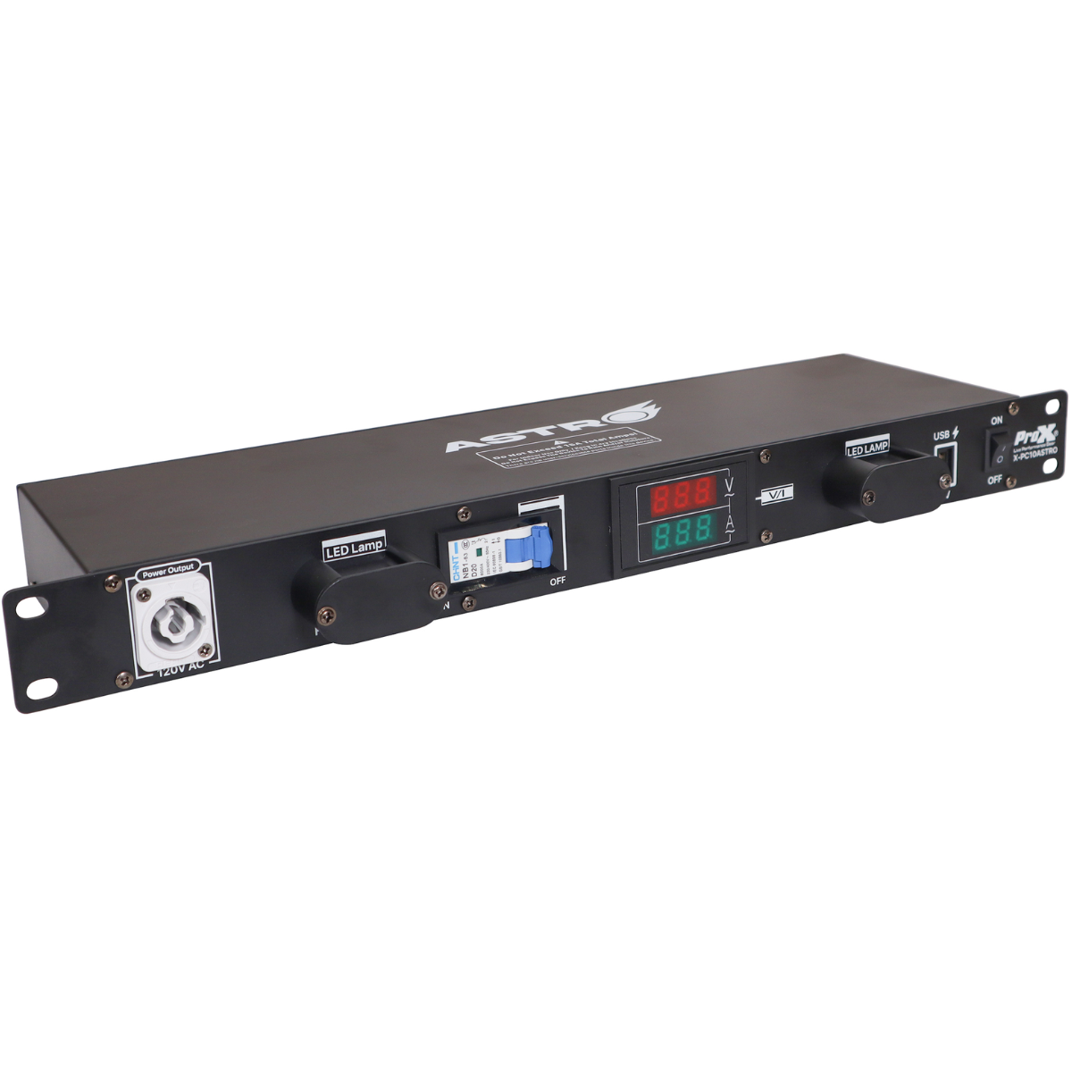 ProX X-PC10ASTRO | 10-Outlet 1U Rack Power Center | A/V Meter, Surge Protection & LED Lamp