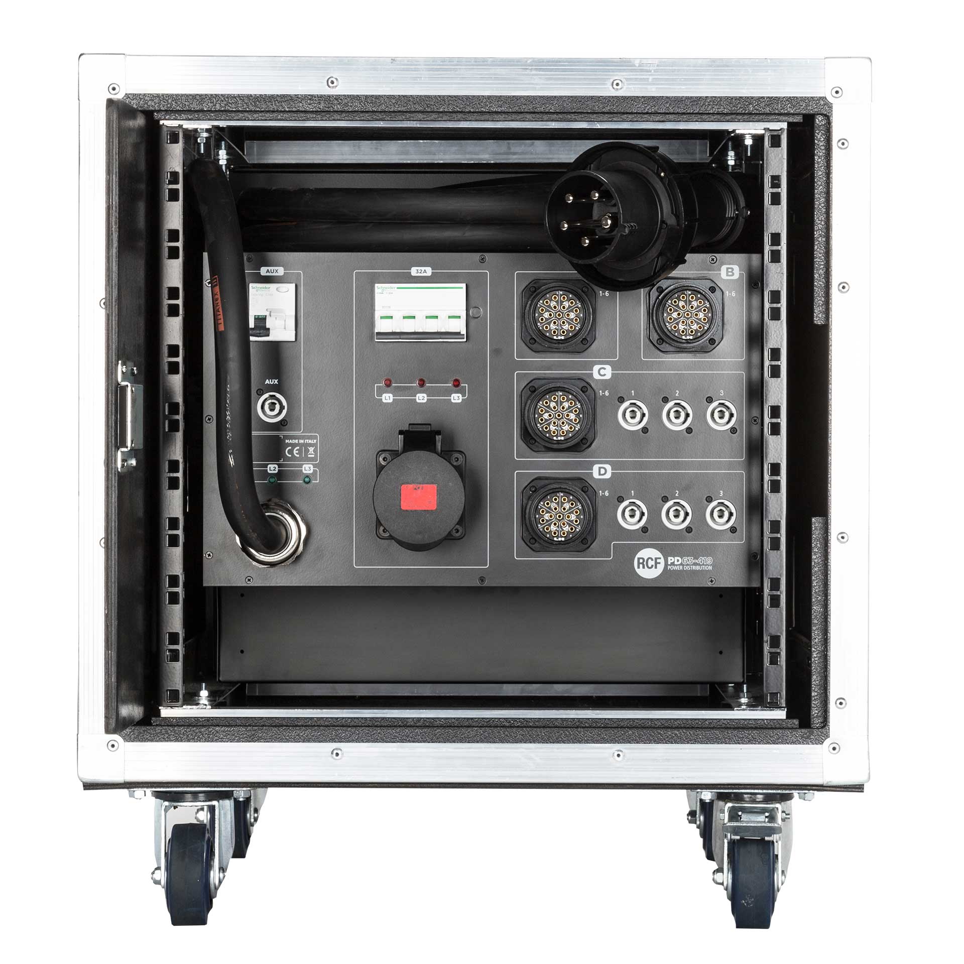RCF PR63 | 63A Touring Power Distribution Rack with 32 Outputs & RCBO Protection