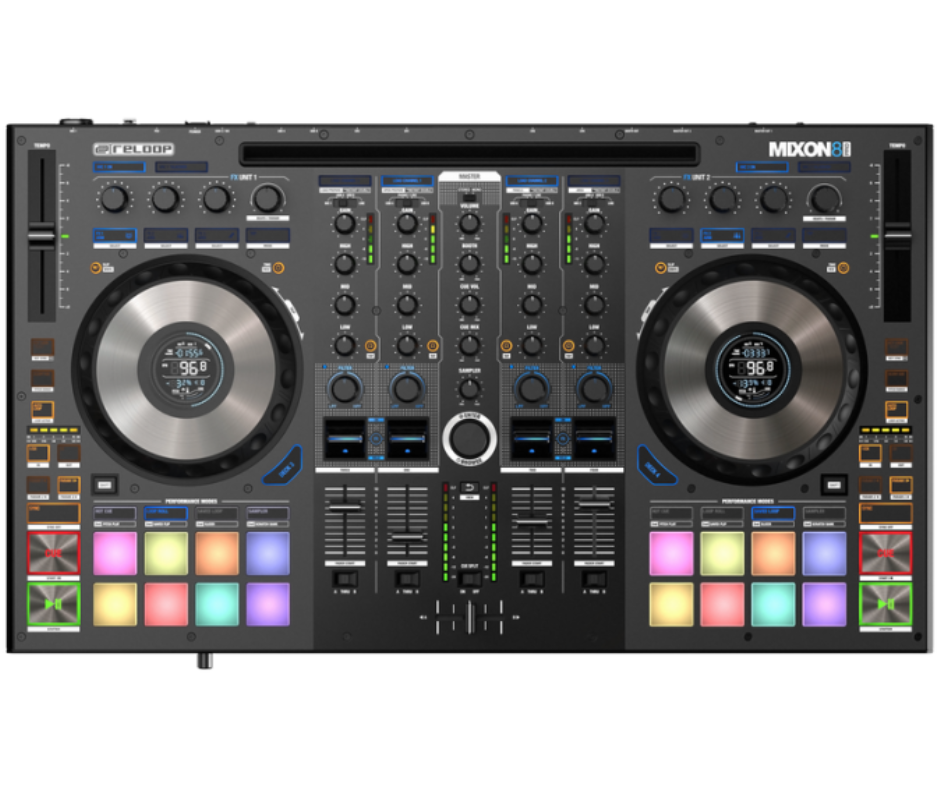 Reloop Mixon 8 Pro | 4-Deck Hybrid DJ Controller | Dual USB, Jog Displays & Standalone Mixer