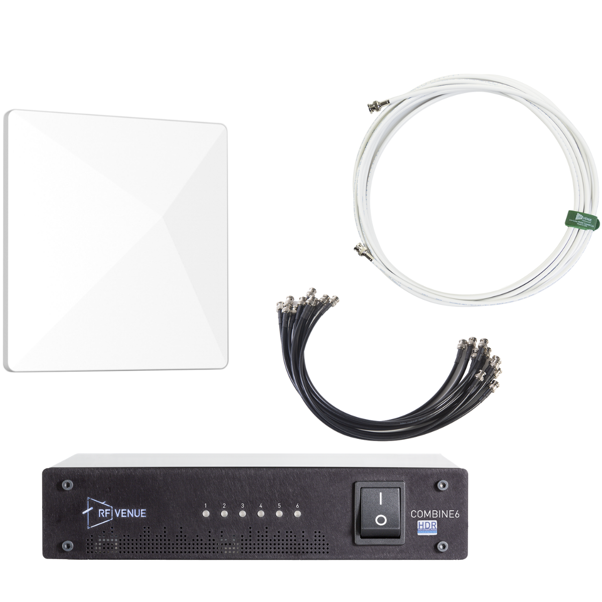 RF Venue COMB6CP-ARC | 6-Channel IEM Combiner with White CP Architectural Antenna | Half-Rack