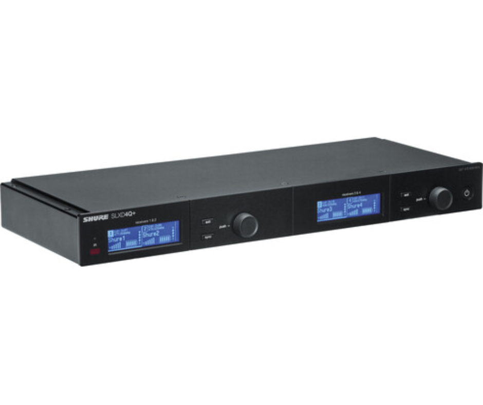 Shure SLXD4Q+ G57 | Quad Digital UHF Receiver - 138MHz Range | Rackmount 4-Channel with Audio Summing